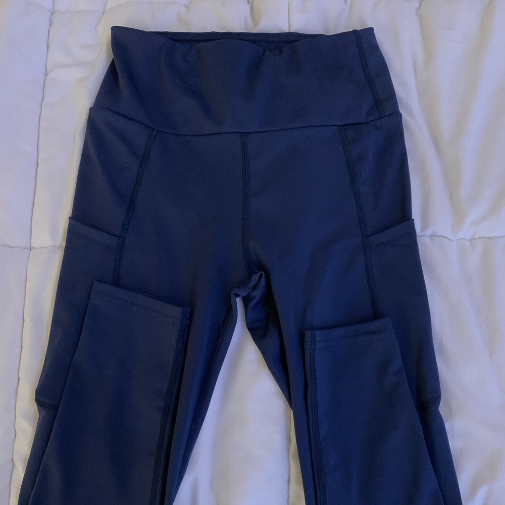 BLUE LEGGINGS WITH SIDE POCKETS